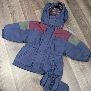 Vintage Cherokee Baby Cotton Blend Puffer Jacket With Attached Mittens Size 12M